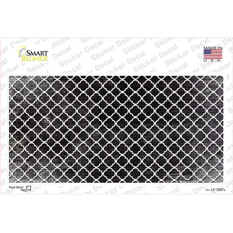 Black White Quatrefoil Oil Rubbed Novelty Sticker Decal