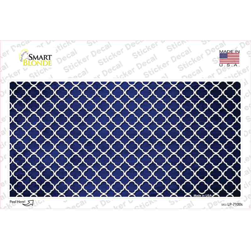 Blue White Quatrefoil Oil Rubbed Novelty Sticker Decal