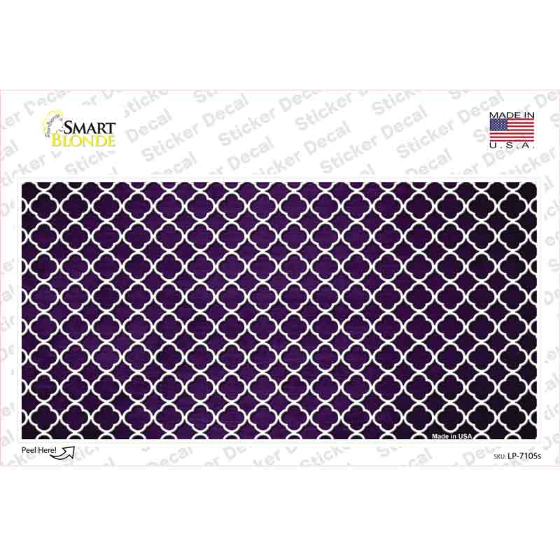 Purple White Quatrefoil Oil Rubbed Novelty Sticker Decal