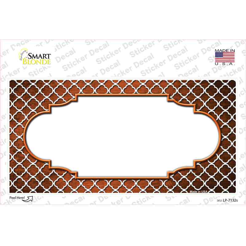 Orange White Quatrefoil Scallop Oil Rubbed Novelty Sticker Decal