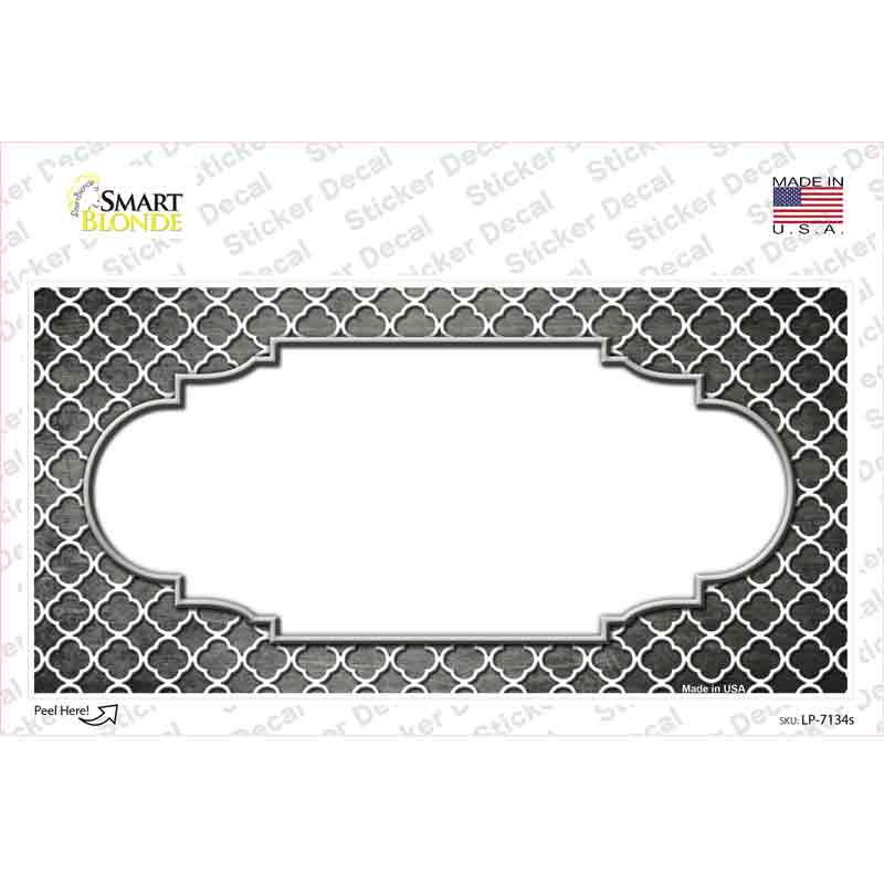 Gray White Quatrefoil Scallop Oil Rubbed Novelty Sticker Decal
