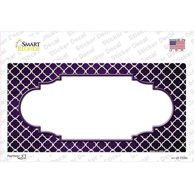 Purple White Quatrefoil Scallop Oil Rubbed Novelty Sticker Decal