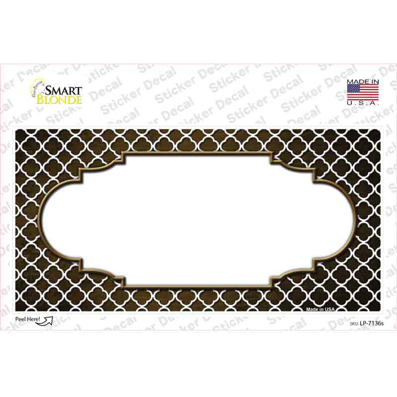 Brown White Quatrefoil Scallop Oil Rubbed Novelty Sticker Decal