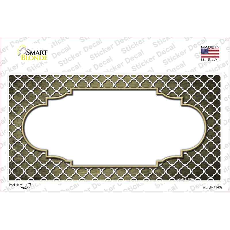 Gold White Quatrefoil Scallop Oil Rubbed Novelty Sticker Decal
