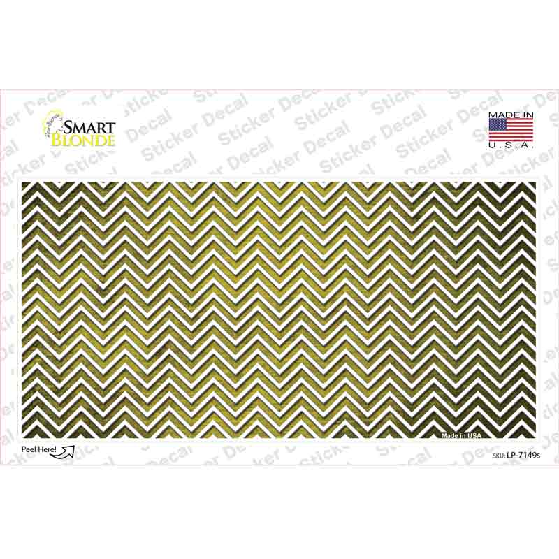 Yellow White Small Chevron Oil Rubbed Novelty Sticker Decal