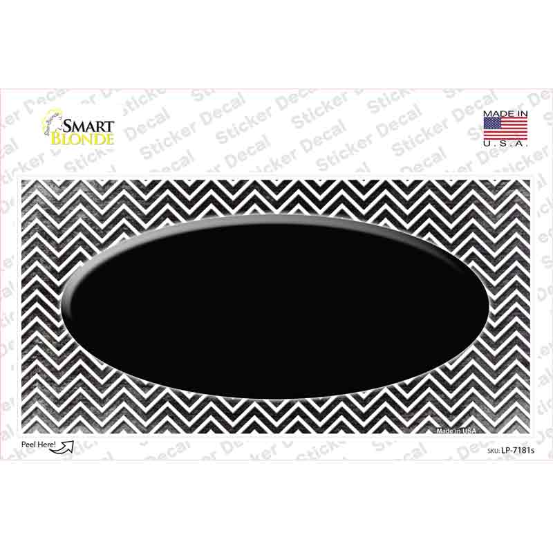 Black White Small Chevron Oval Oil Rubbed Novelty Sticker Decal