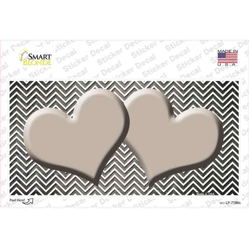 Tan White Small Chevron Hearts Oil Rubbed Novelty Sticker Decal