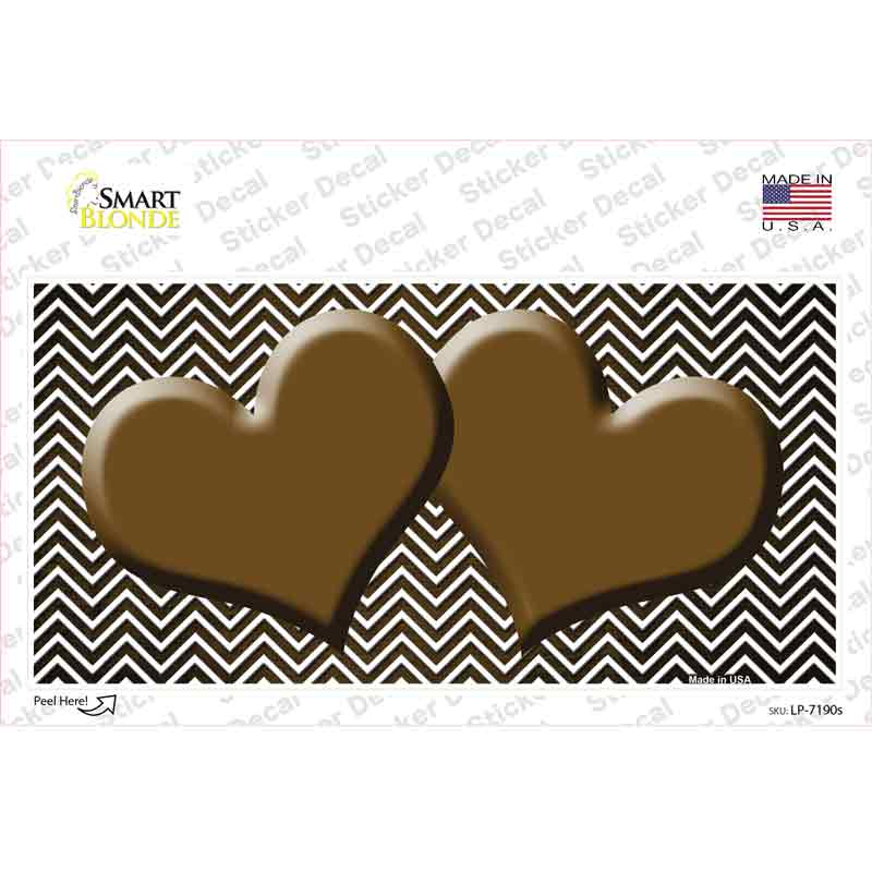 Brown White Small Chevron Hearts Oil Rubbed Novelty Sticker Decal