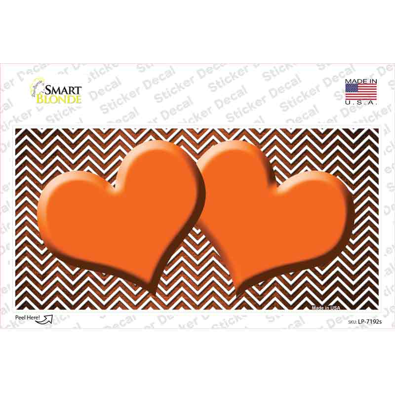 Orange White Small Chevron Hearts Oil Rubbed Novelty Sticker Decal