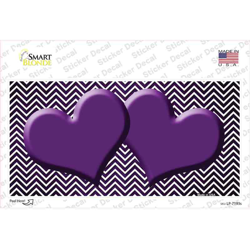 Purple White Small Chevron Hearts Oil Rubbed Novelty Sticker Decal