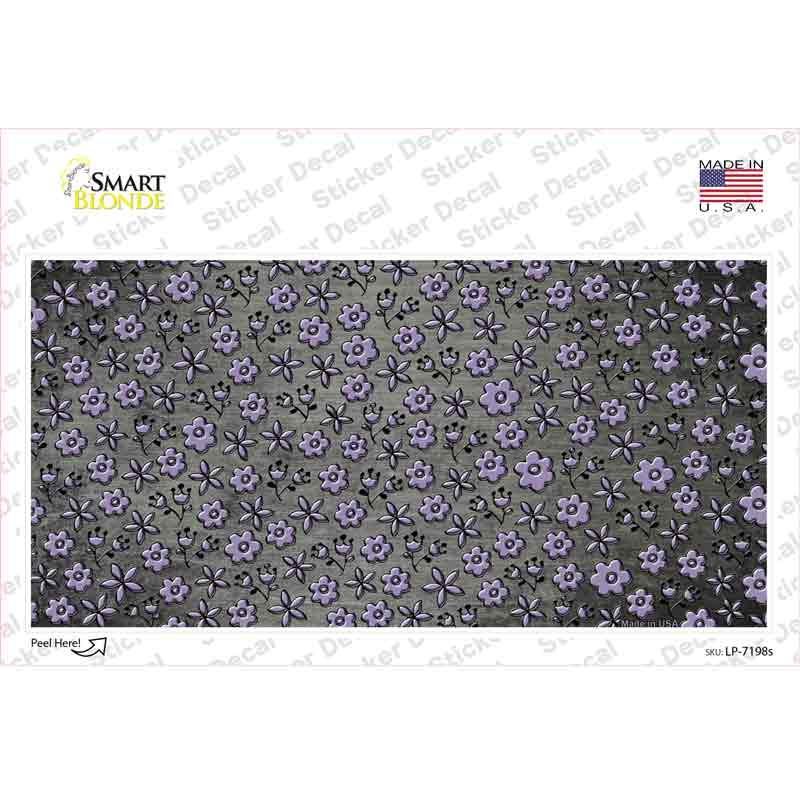 Gray Purple Flowers Oil Rubbed Novelty Sticker Decal
