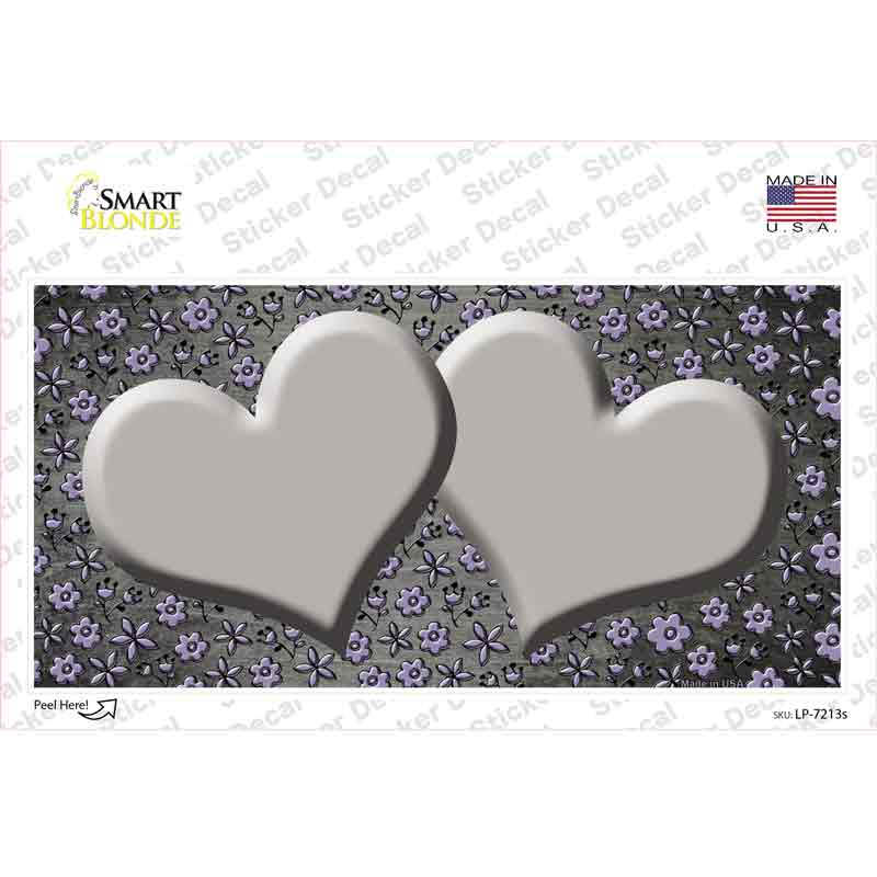Gray Purple Flowers Hearts Oil Rubbed Novelty Sticker Decal
