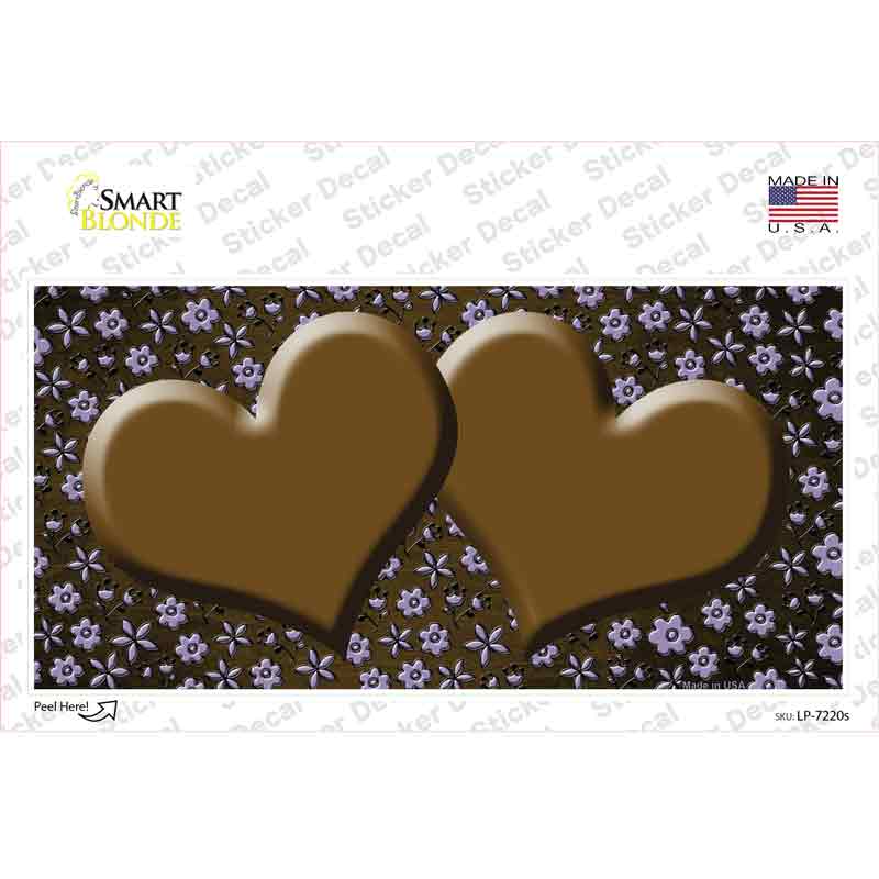 Brown Purple Flowers Hearts Oil Rubbed Novelty Sticker Decal
