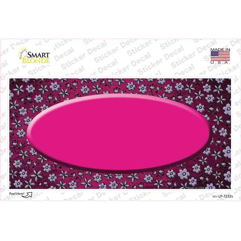 Pink Purple Flowers Oval Oil Rubbed Novelty Sticker Decal
