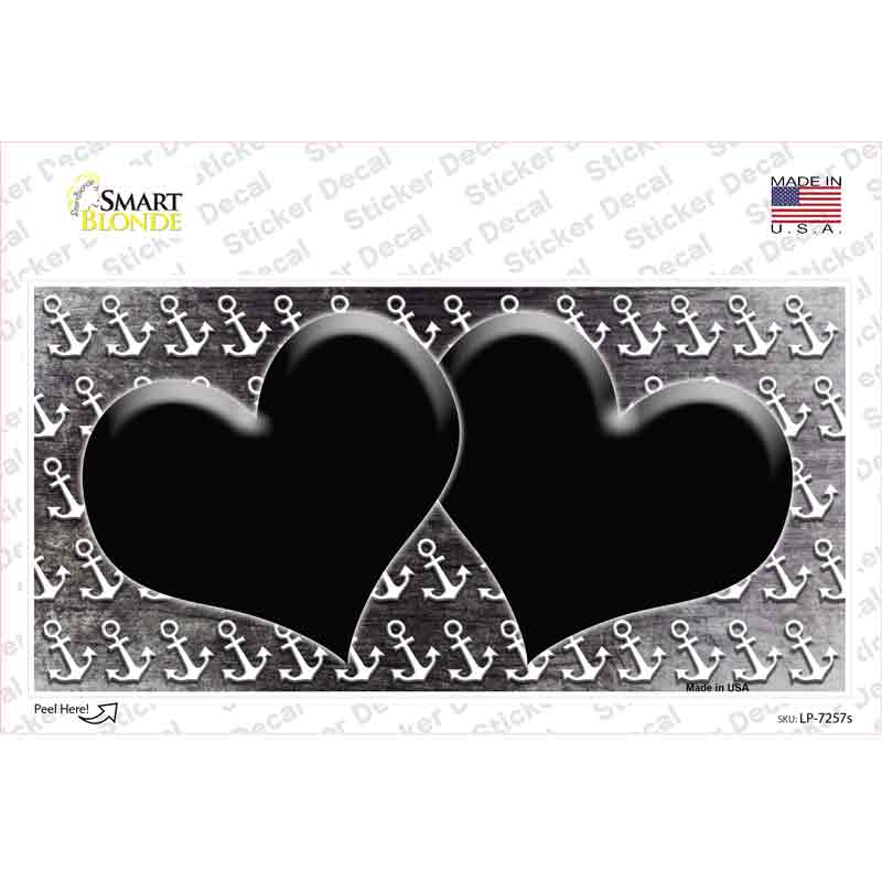 Black White Anchor Hearts Oil Rubbed Novelty Sticker Decal