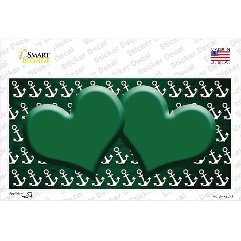 Green White Anchor Hearts Oil Rubbed Novelty Sticker Decal