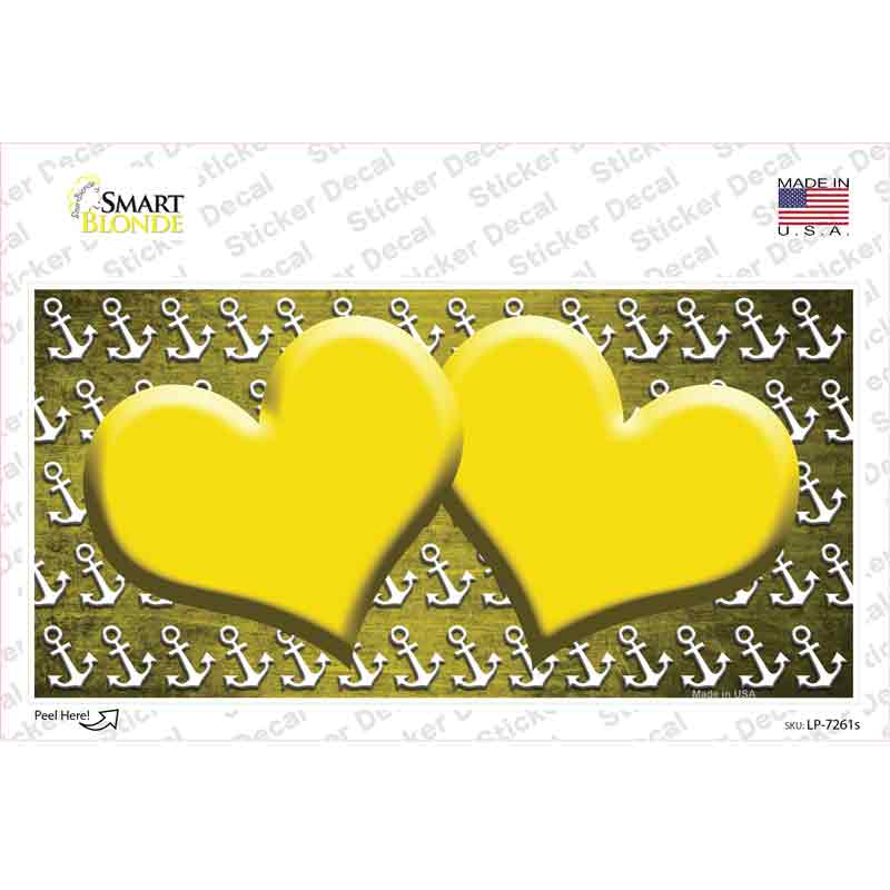 Yellow White Anchor Hearts Oil Rubbed Novelty Sticker Decal