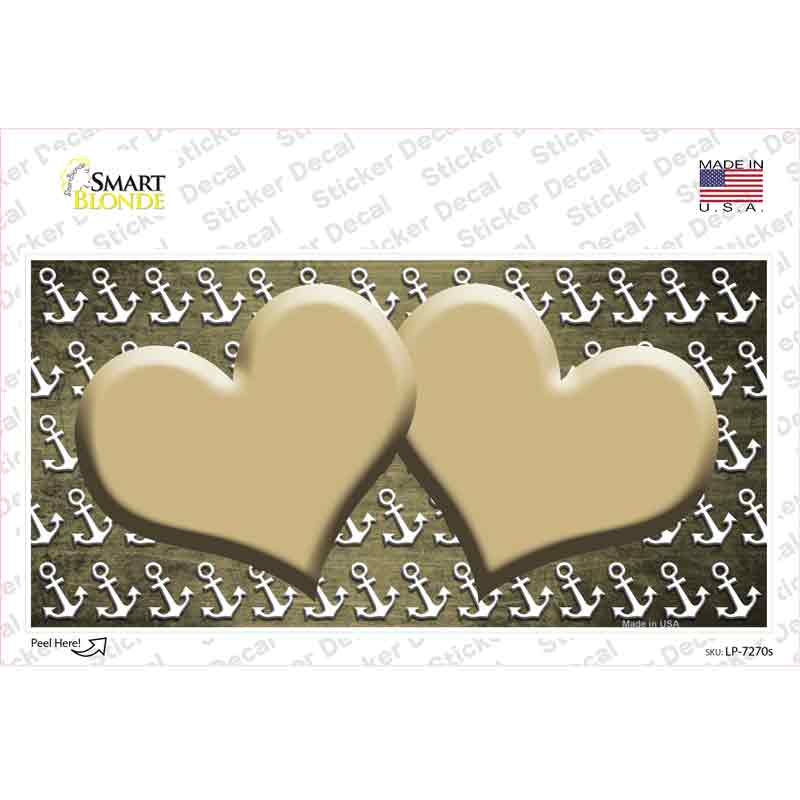 Gold White Anchor Hearts Oil Rubbed Novelty Sticker Decal