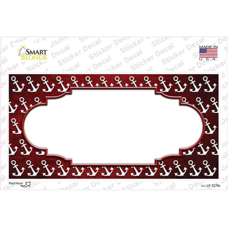 Red White Anchor Scallop Oil Rubbed Novelty Sticker Decal
