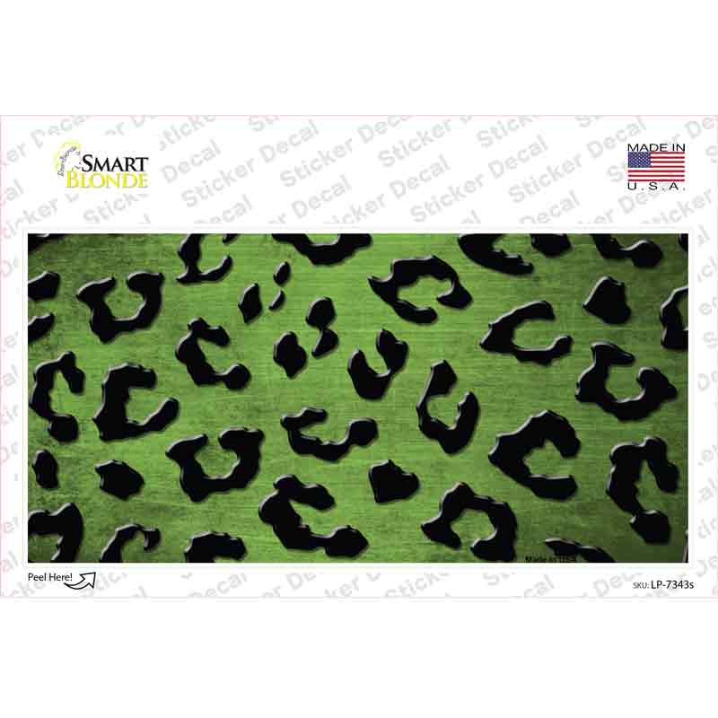 Lime Green Black Cheetah Oil Rubbed Novelty Sticker Decal