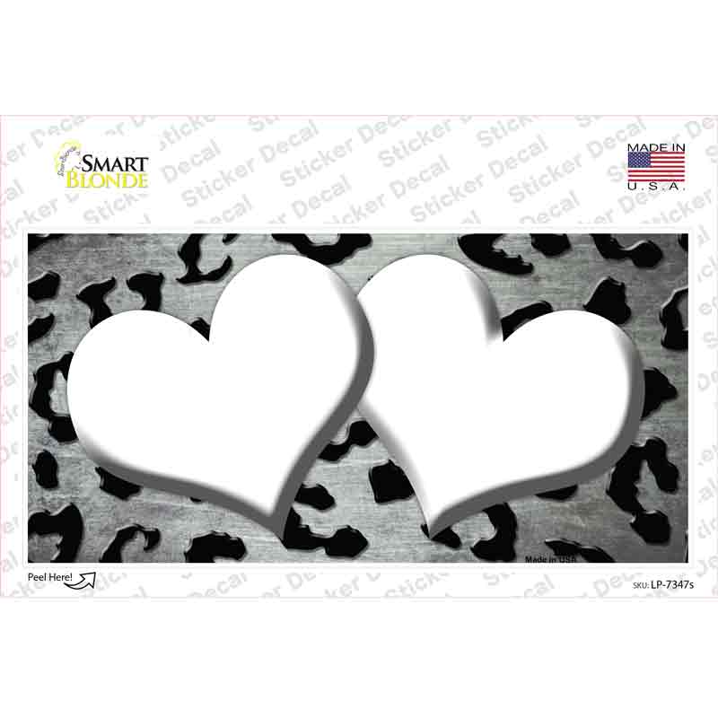 White Black Cheetah Hearts Oil Rubbed Novelty Sticker Decal