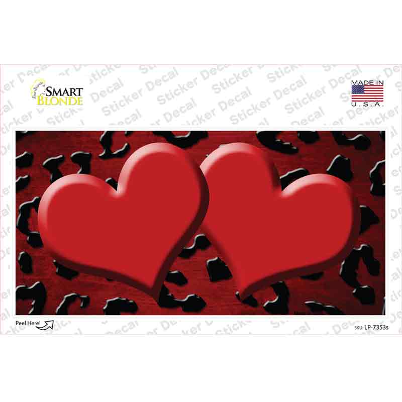 Red Black Cheetah Hearts Oil Rubbed Novelty Sticker Decal