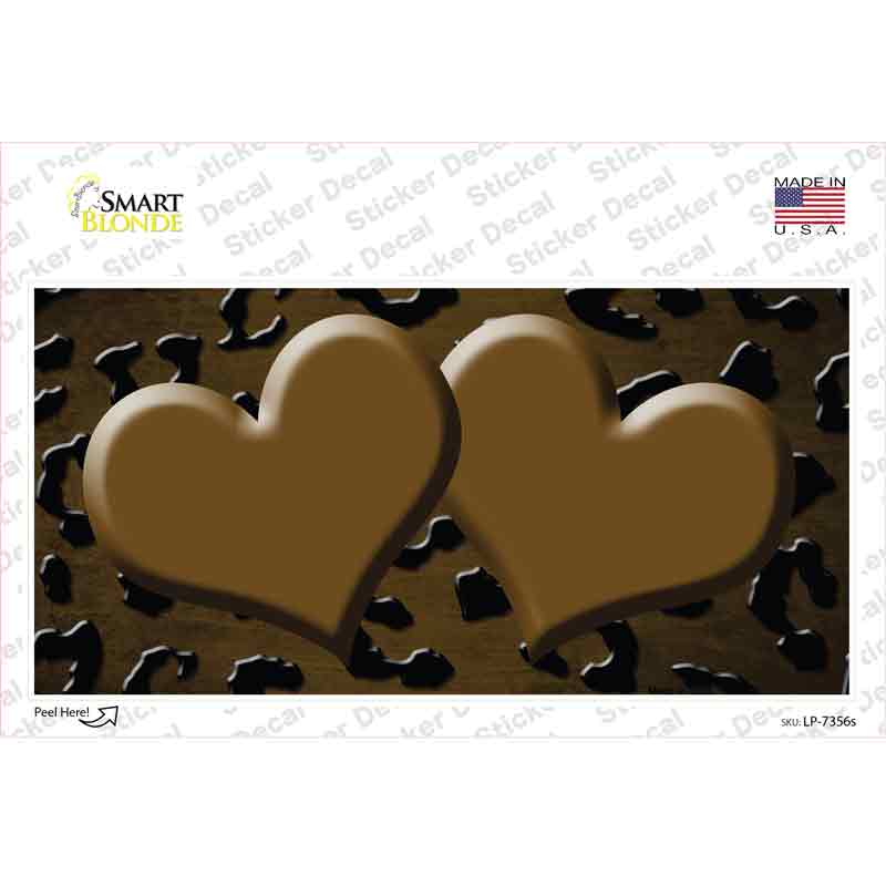 Brown Black Cheetah Hearts Oil Rubbed Novelty Sticker Decal
