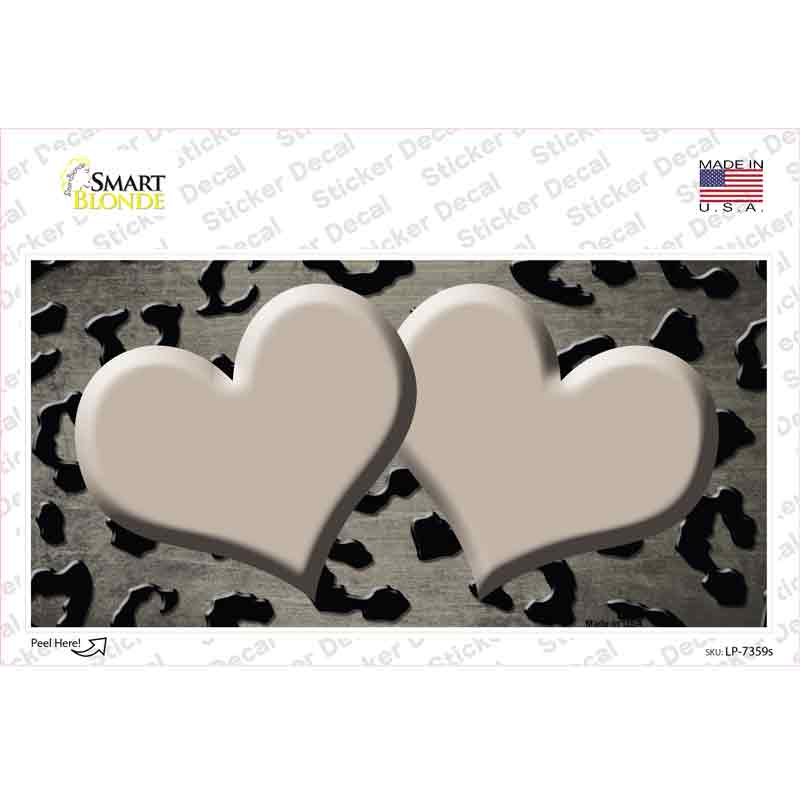 Tan Black Cheetah Hearts Oil Rubbed Novelty Sticker Decal