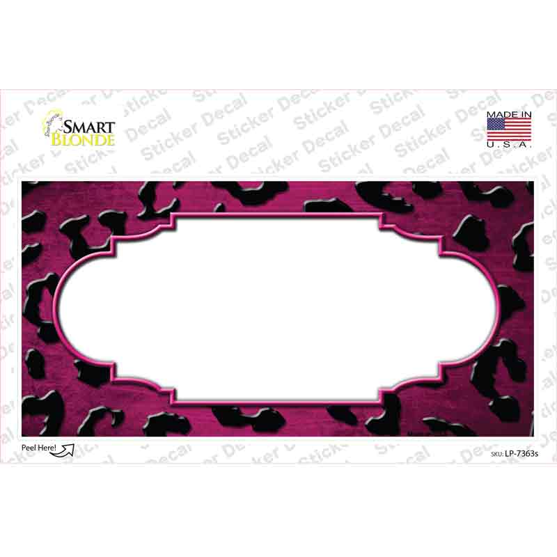 Pink Black Cheetah Scallop Oil Rubbed Novelty Sticker Decal