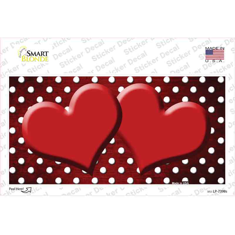 Red White Small Dots Hearts Oil Rubbed Novelty Sticker Decal