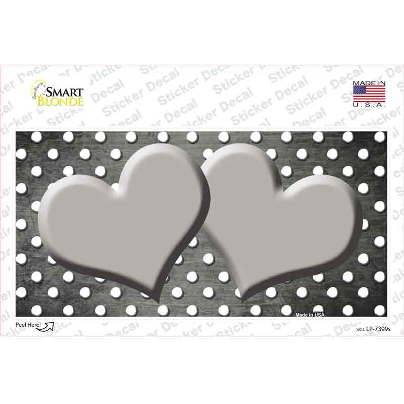 Gray White Small Dots Hearts Oil Rubbed Novelty Sticker Decal