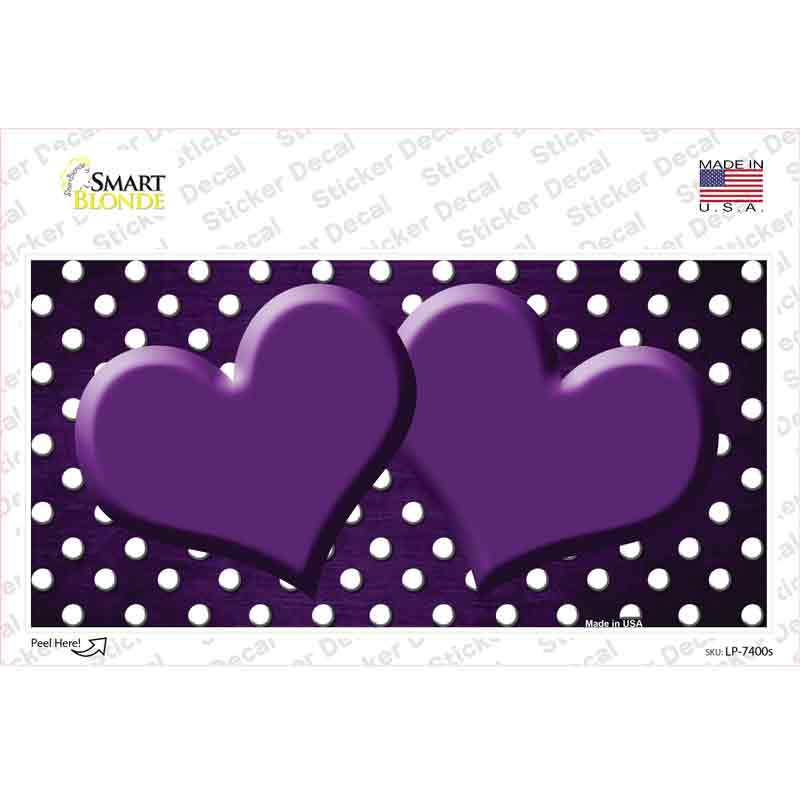 Purple White Small Dots Hearts Oil Rubbed Novelty Sticker Decal