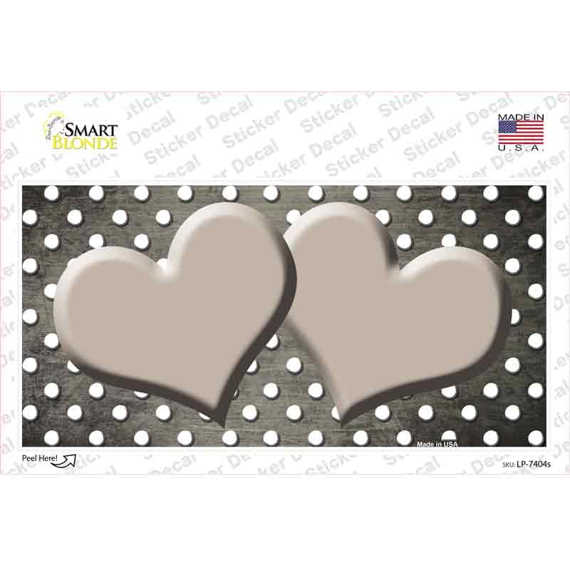 Tan White Small Dots Hearts Oil Rubbed Novelty Sticker Decal