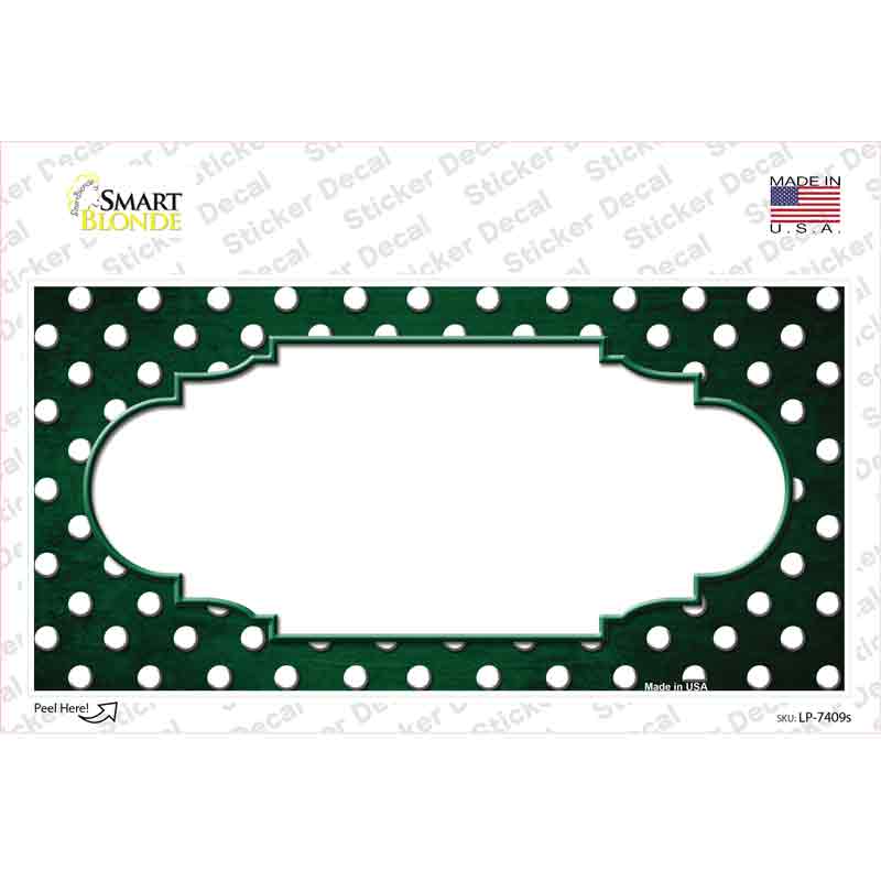 Green White Small Dots Scallop Oil Rubbed Novelty Sticker Decal