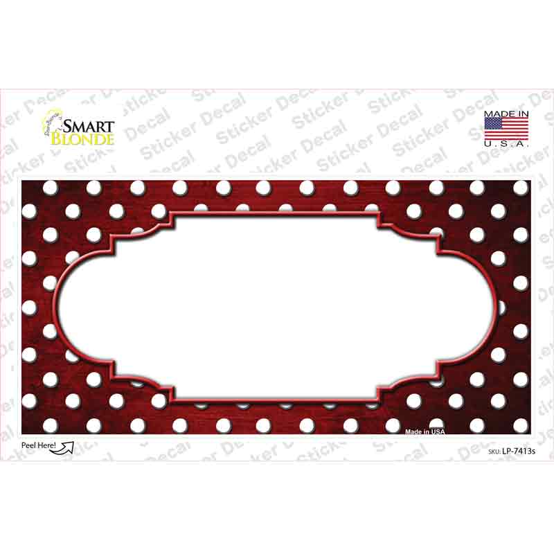 Red White Small Dots Scallop Oil Rubbed Novelty Sticker Decal