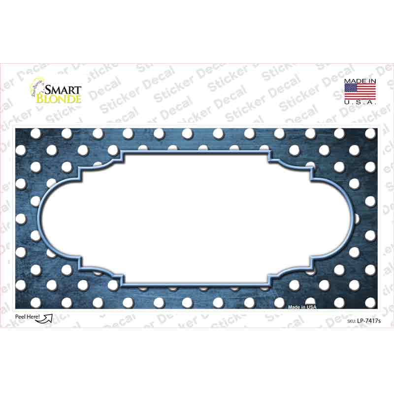Light Blue White Small Dots Scallop Oil Rubbed Novelty Sticker Decal