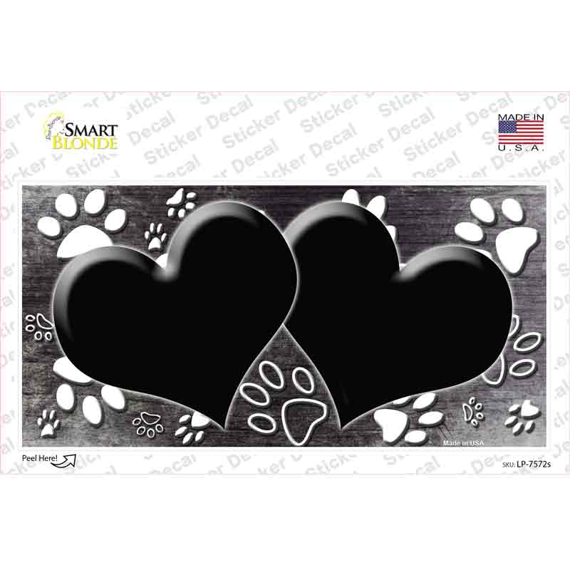 Paw Heart Black White Novelty Sticker Decal