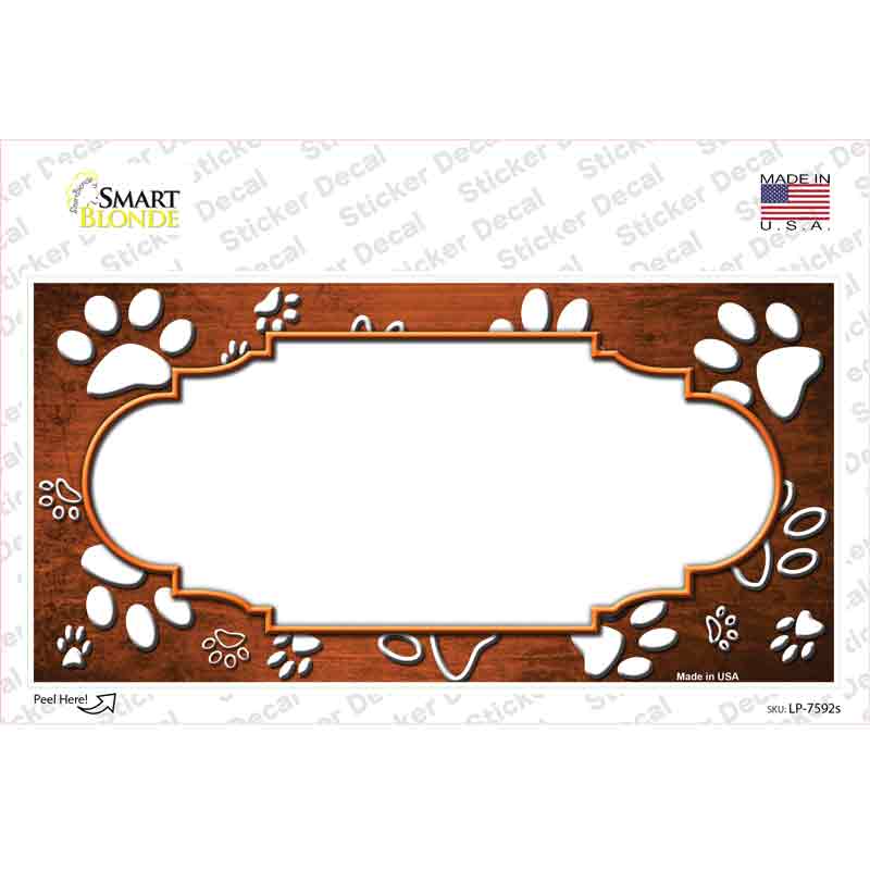 Paw Scallop Orange White Novelty Sticker Decal