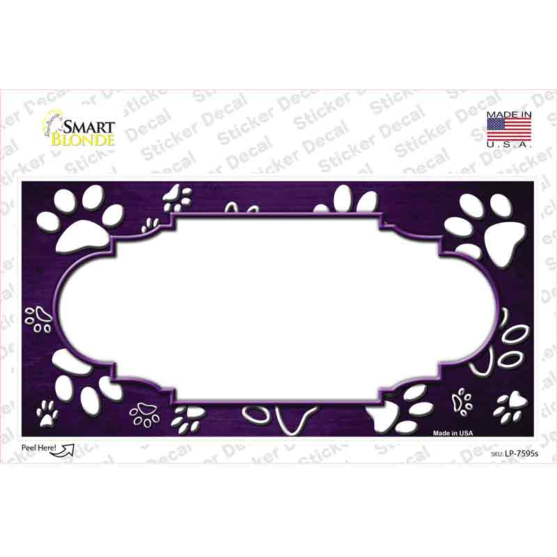 Paw Scallop Purple White Novelty Sticker Decal