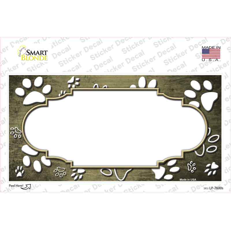 Paw Scallop Gold White Novelty Sticker Decal