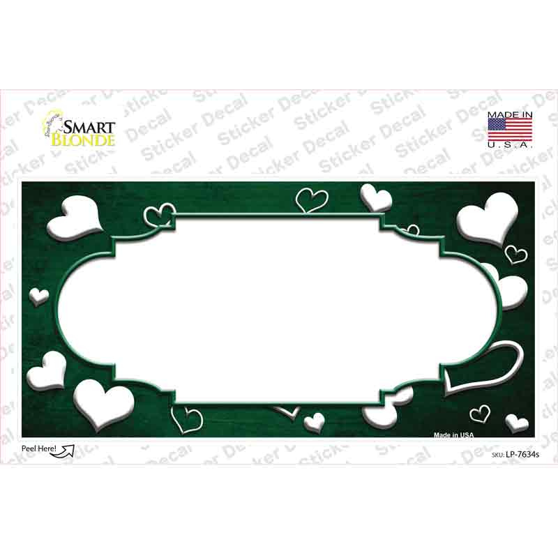 Green White Love Scallop Oil Rubbed Novelty Sticker Decal