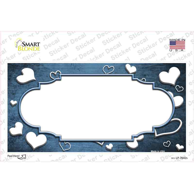 Light Blue White Love Scallop Oil Rubbed Novelty Sticker Decal