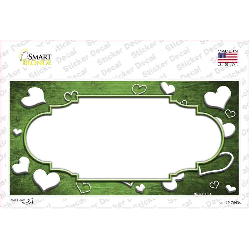 Lime Green White Love Scallop Oil Rubbed Novelty Sticker Decal