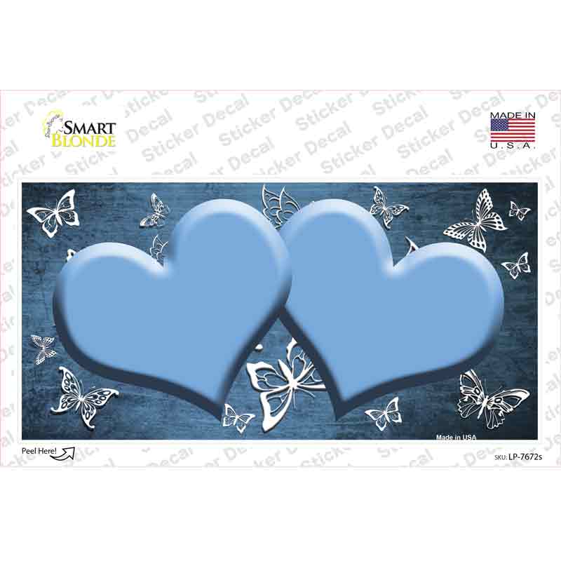 Light Blue White Hearts Butterfly Oil Rubbed Novelty Sticker Decal