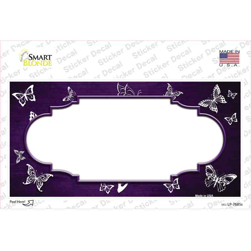 Gray White Scallop Butterfly Oil Rubbed Novelty Sticker Decal