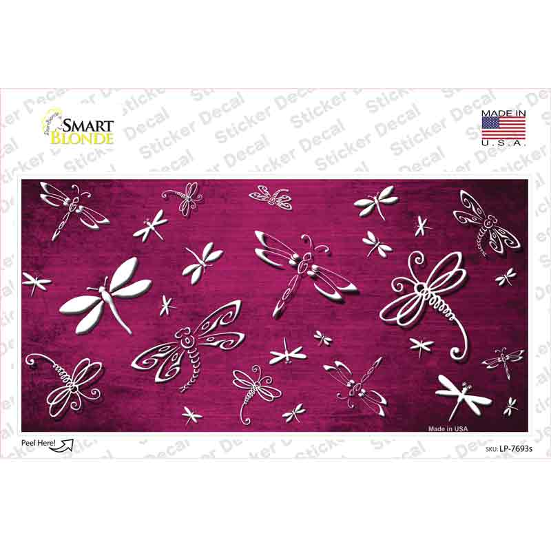 Pink White Dragonfly Oil Rubbed Novelty Sticker Decal