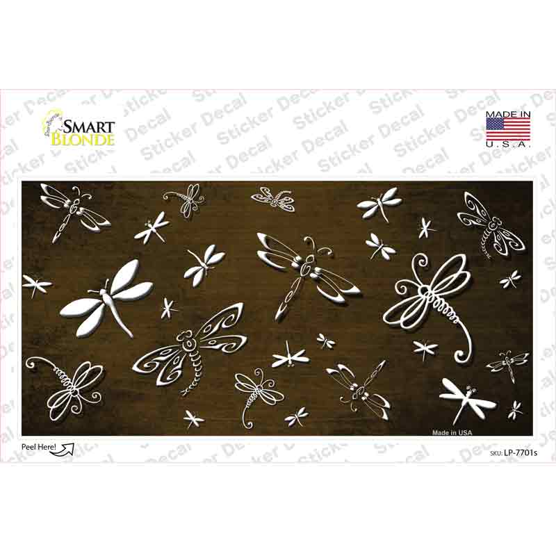 Brown White Dragonfly Oil Rubbed Novelty Sticker Decal