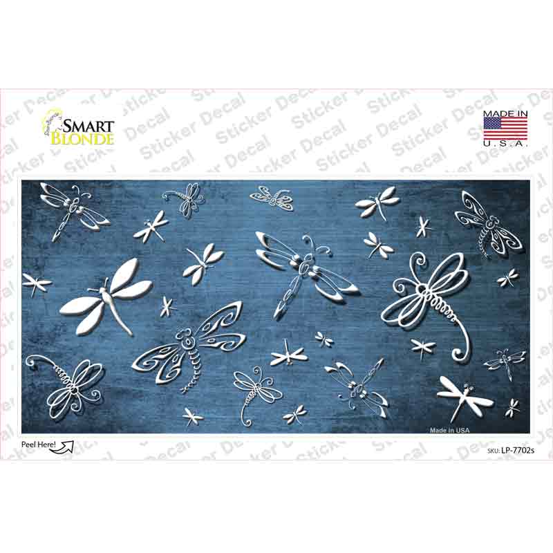 Light Blue White Dragonfly Oil Rubbed Novelty Sticker Decal