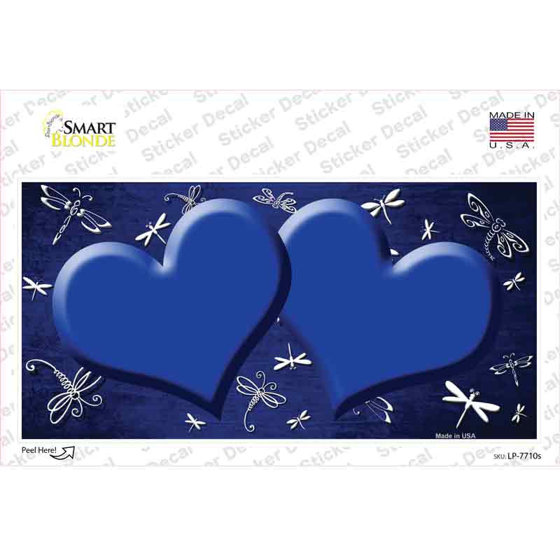 Blue White Dragonfly Hearts Oil Rubbed Novelty Sticker Decal
