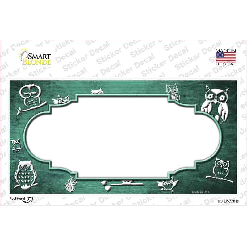 Mint White Owl Scallop Oil Rubbed Novelty Sticker Decal